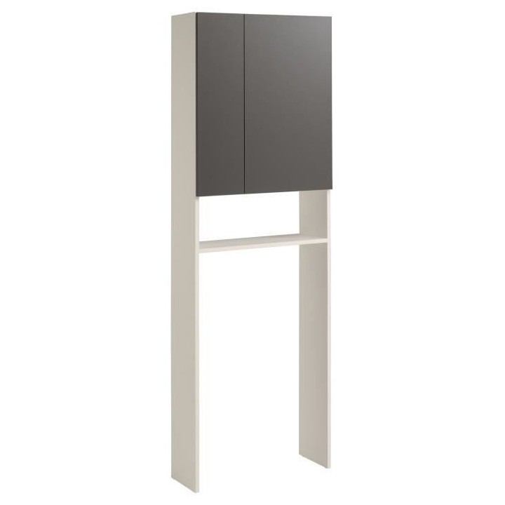 EKIPA Entourage WC 2 portes - Gris ombre et blanc - L 60 x P 22 x 184