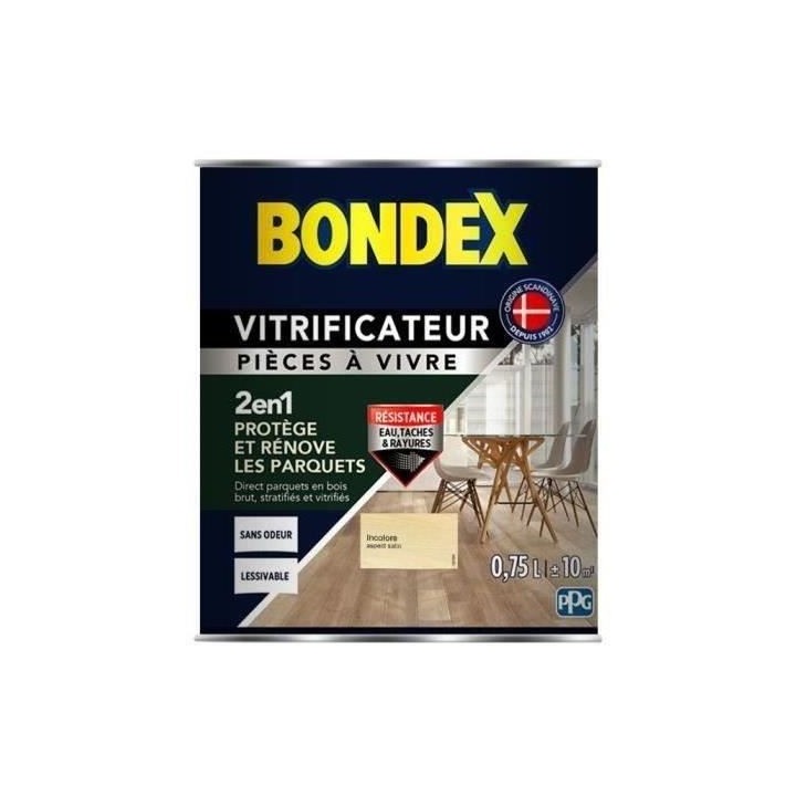 BONDEX Vitrificateur Satin pour Proteger et Rénover les Parquets et E