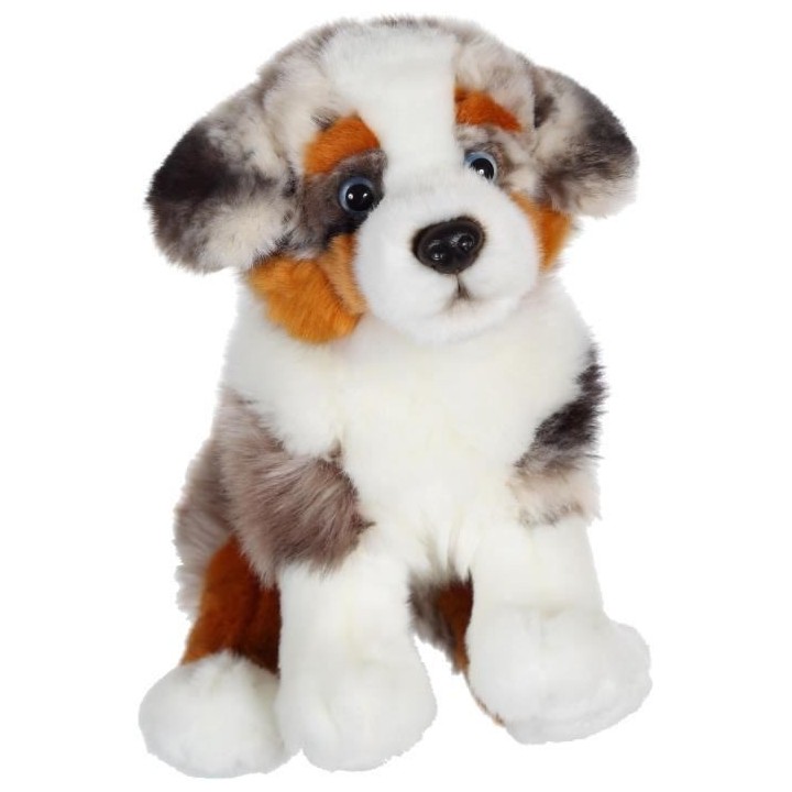 Gipsy Toys - Chien Berger Australien Assis - 25 cm - Blanc - Marron -