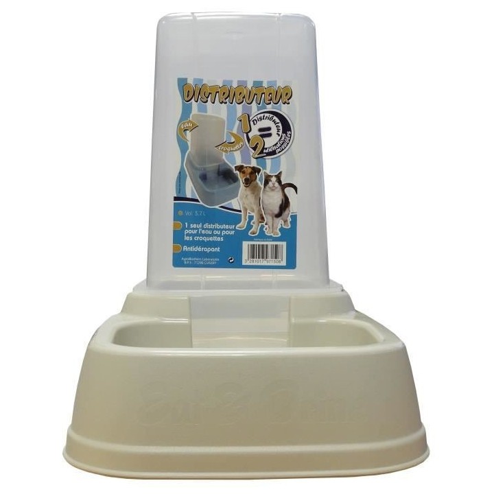 AIME Distributeur 2en1 croquettes et eau - Pour chat et chien