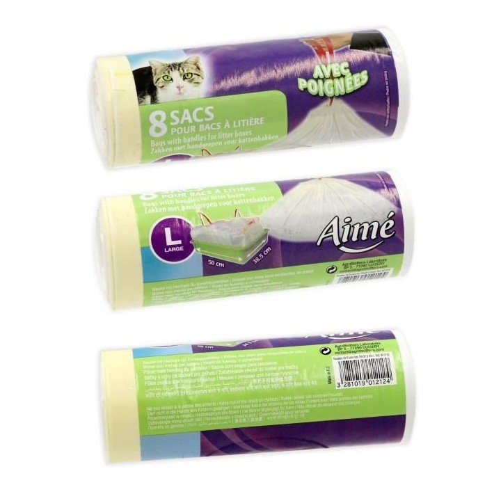 Rouleau de 8 sacs pour bac a litiere de 50x38,5cm - Pour chat