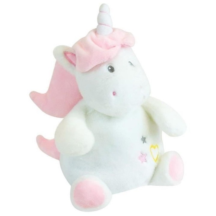 LICORNE Peluche bouillotte +/- 21 cm