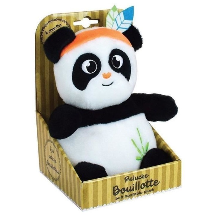 Peluche bouillotte INDIAN PANDA - JEMINI - H 21 cm - Blanc et noir - B