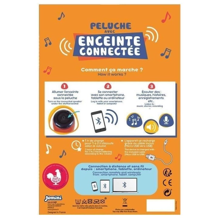 Peluche Bluetooth - JEMINI - Cally Mimi Koala - Gris - Enfant - 21 cm