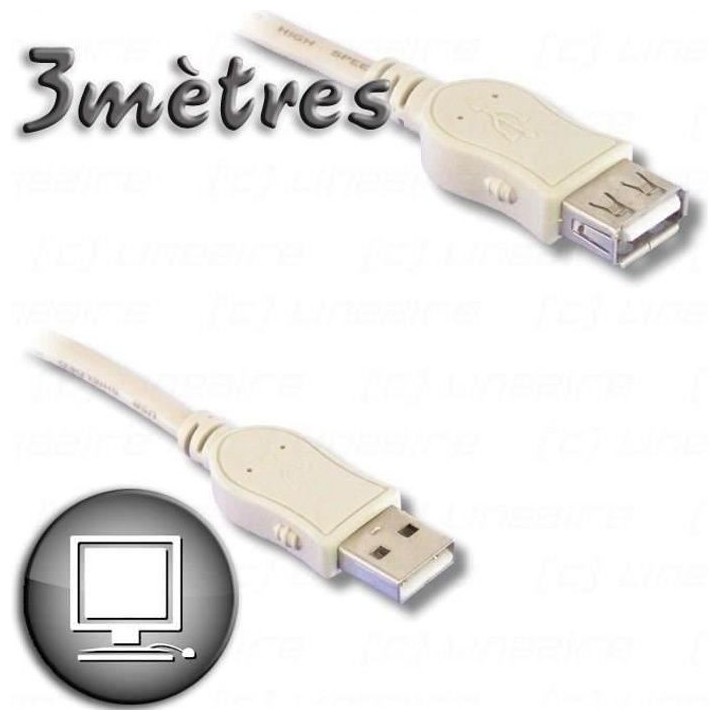 Câble Rallonge USB 2.0 A mâle / A femelle 3m