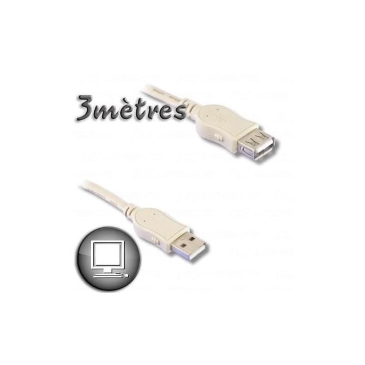 Câble Rallonge USB 2.0 A mâle / A femelle 3m