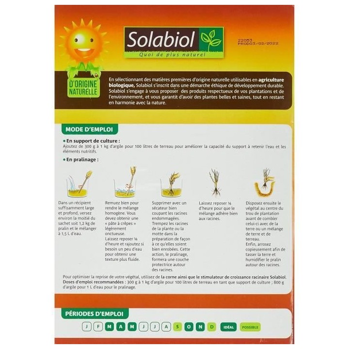 Solabiol SOPRAL3 Pralin Aux Argiles Vertes - Jusqu'a 3L - 2, 4kg