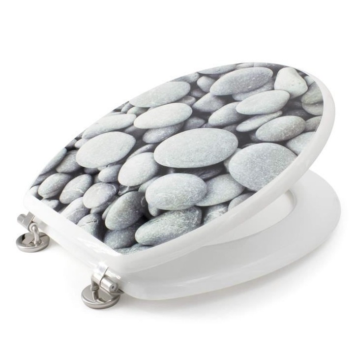Abattant WC galets de plage - Gris