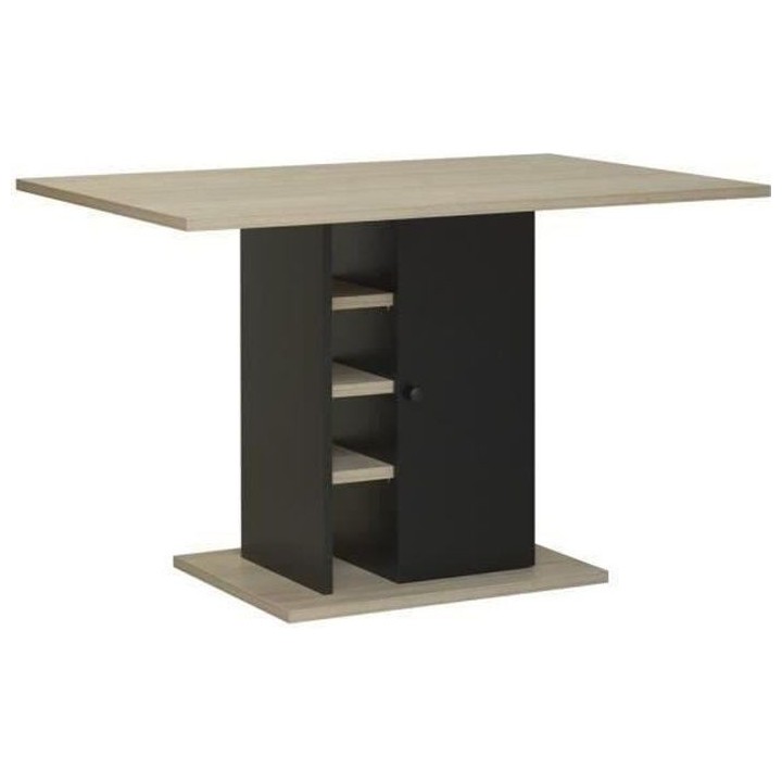 Table a manger rectangulaire avec rangement 1 porte - Décor chene et
