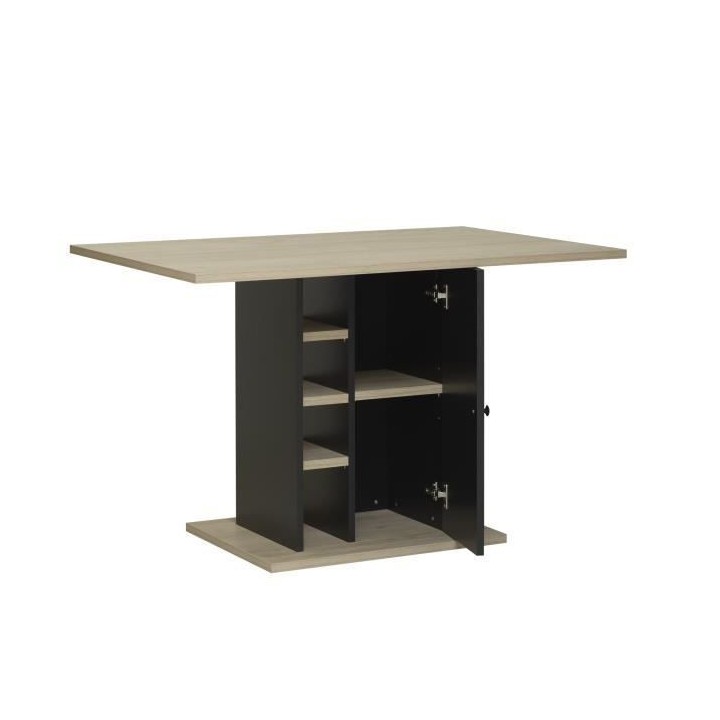 Table a manger rectangulaire avec rangement 1 porte - Décor chene et