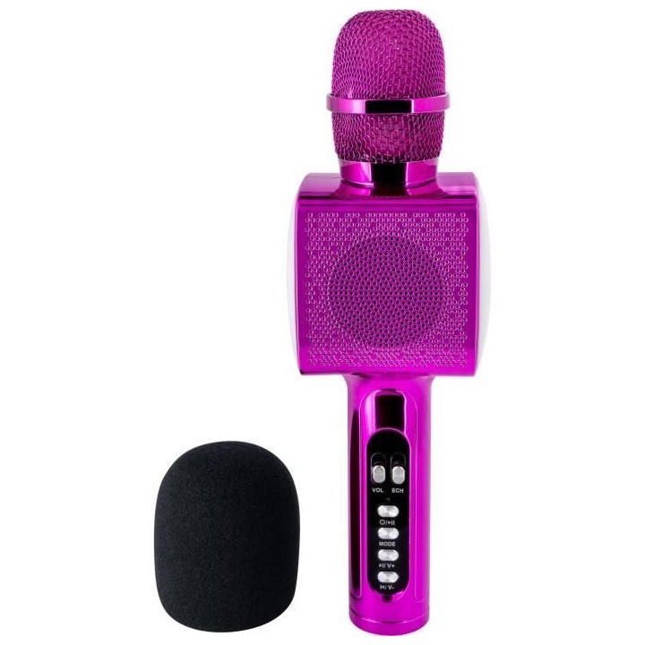 Microphone Karaoké Bluetooth - BIGBEN PARTY - Effets lumineux - Rose