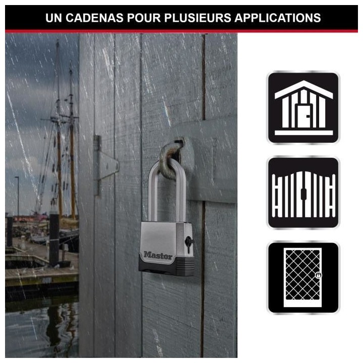 Cadenas Haute Sécurité - MASTER LOCK - M176EURDLH - Zinc - Anse XL -