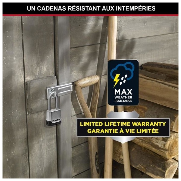 Cadenas Haute Sécurité - MASTER LOCK - M176EURDLH - Zinc - Anse XL -