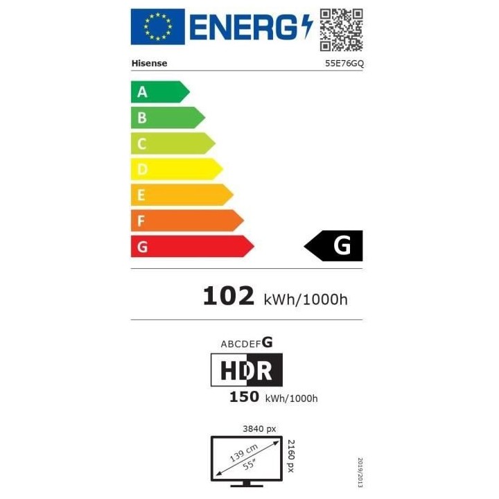HISENSE 55E76GQ - TV QLED UHD 4K - 55 (139cm) - Dolby Vision - son Dol