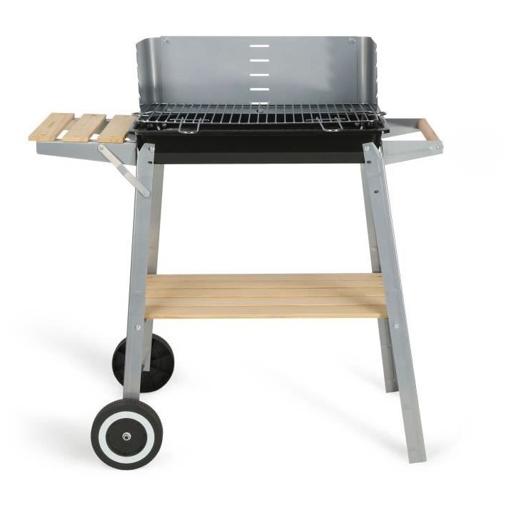 LIVOO Feel good moments - Barbecue charbon finition bois - Gris - Barb