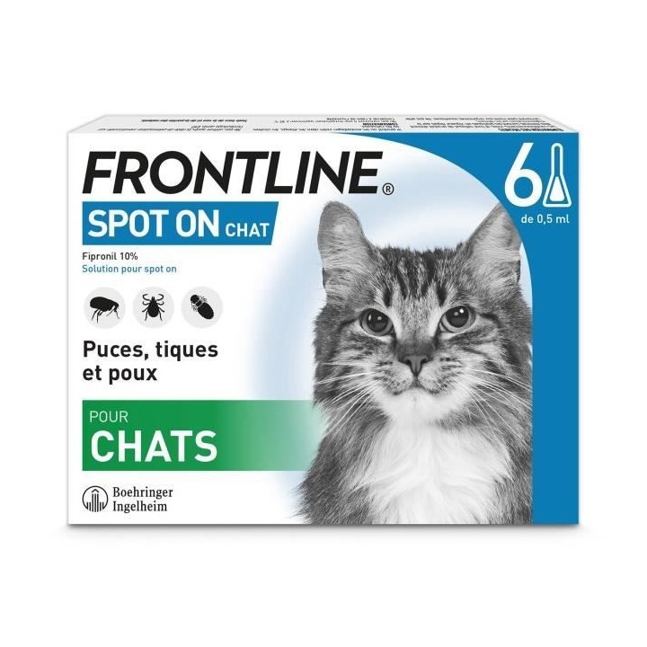 FRONTLINE Spot On Chat 6 pipettes - Puces tiques et poux
