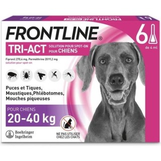 FRONTLINE Tri-Act Chiens L - 20 a 40 kg - 6 pipettes  - puces, tiques