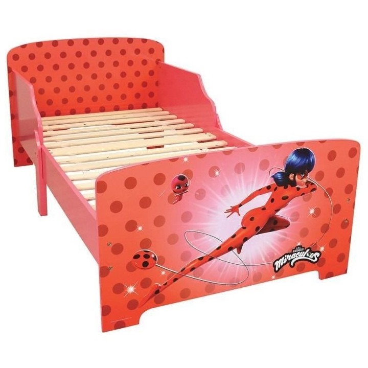 Fun house miraculous ladybug lit avec sommier a lattes 140x70 cm