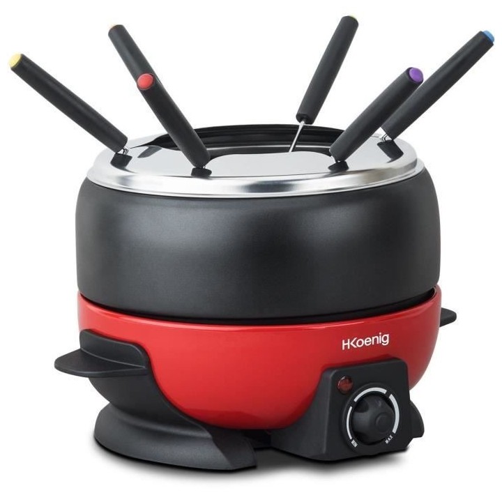 Appareil a fondue électrique rouge et noir - HKoeNIG ALP1800 - 6 pers