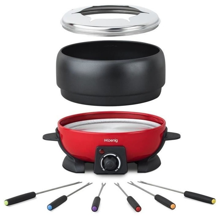 Appareil a fondue électrique rouge et noir - HKoeNIG ALP1800 - 6 pers
