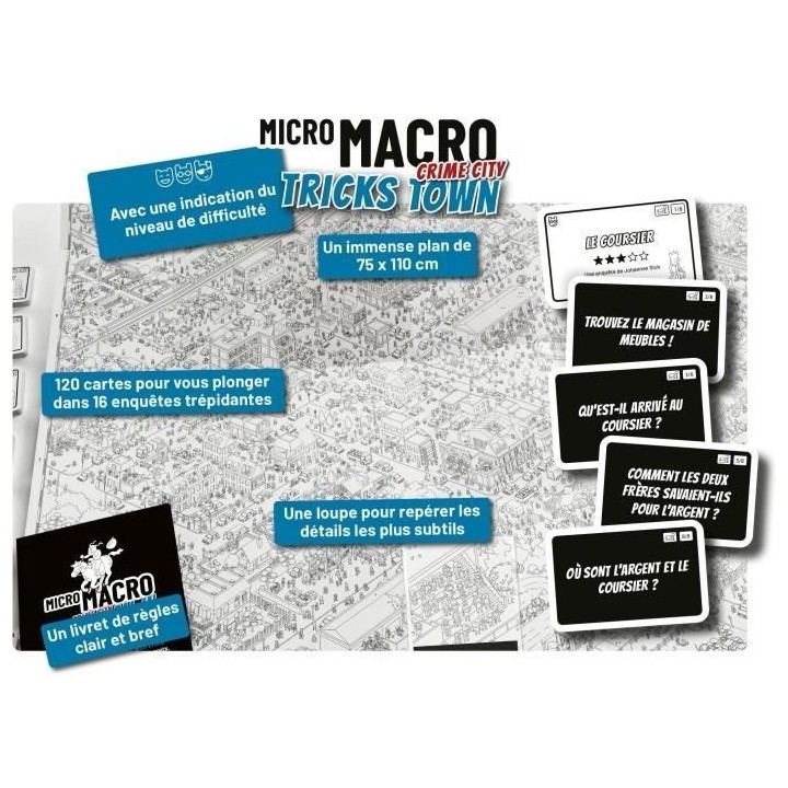 Jeu de société - BLACKROCK - MicroMacro - Crime City - Tricks Town -