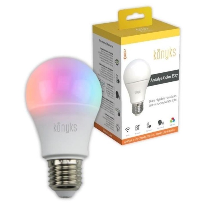 Ampoule Wifi - KONYKS - Antalya Color E27 - LED Wifi + Bt - 1055 Lumen