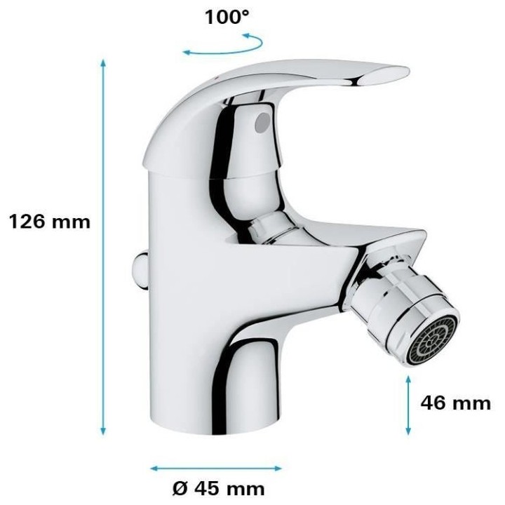 Mitigeur monocommande Bidet - GROHE - Start Curve - Chromé - Hauteur