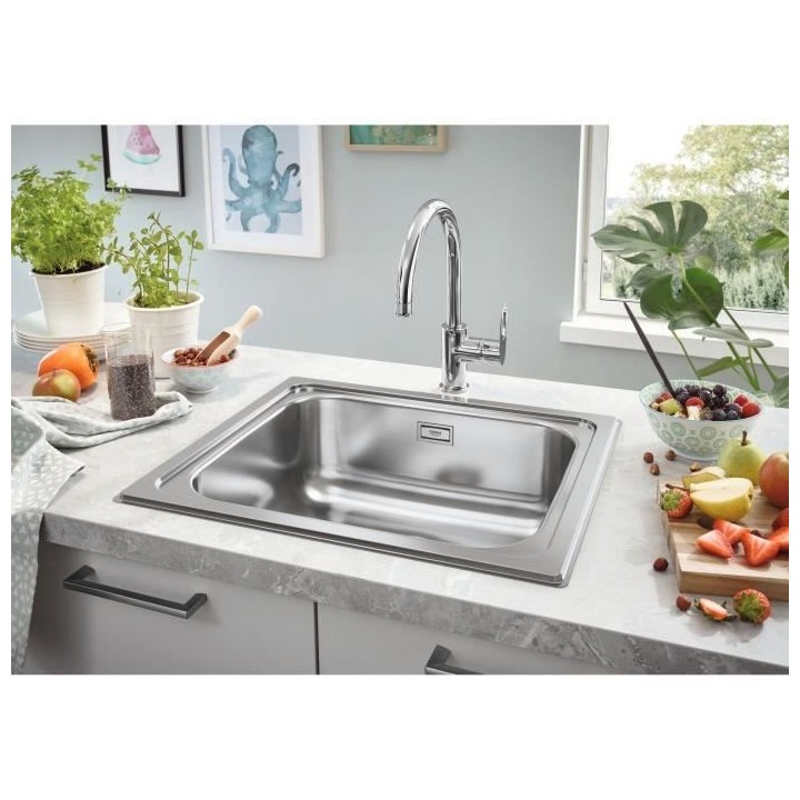 Evier de cuisine - Acier inoxydable - A encastrer par le dessus - GROH