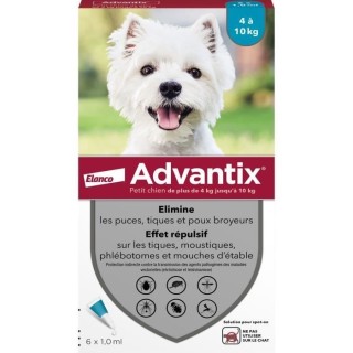 Advantix Chien Solution Antiparasitaire Petite Race 4 a 10kg 6 pipette