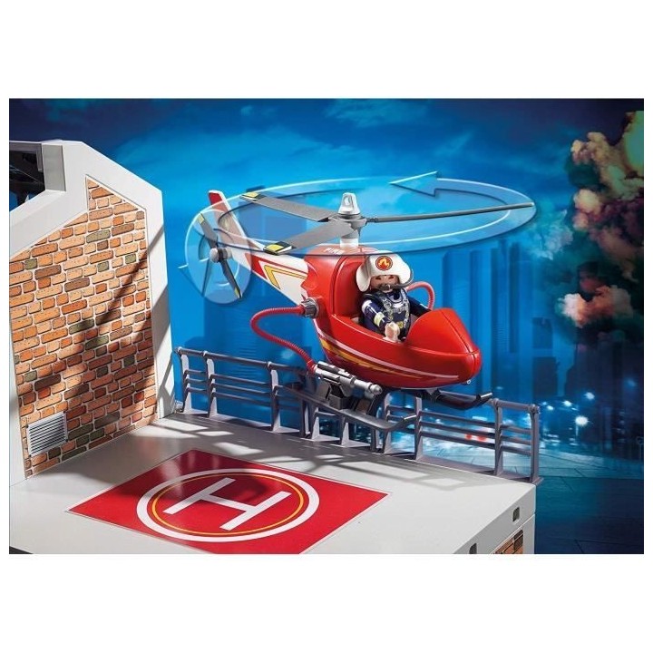 PLAYMOBIL - 9462 - City Action - Caserne de pompiers avec hélicoptere