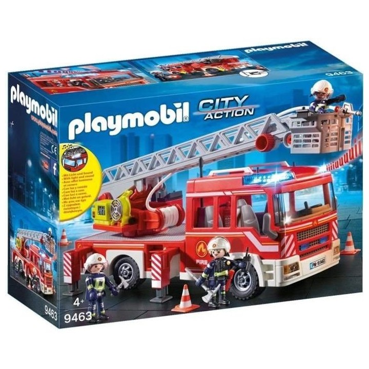 Camion de pompiers PLAYMOBIL - City Action - Avec échelle pivotante -
