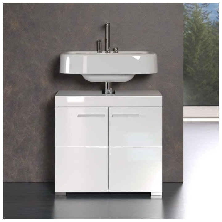 Meuble sous vasque AMANDA - 2 portes - L60 x H56 x P34 cm - Blanc - TR