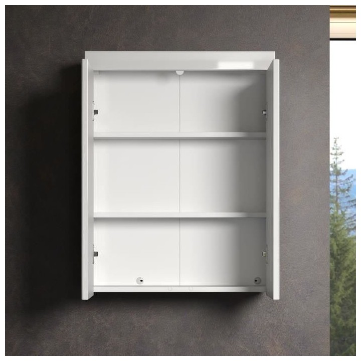 Armoire de salle de bain AMANDA - 2 portes miroir - L60 x P17 x H77 cm