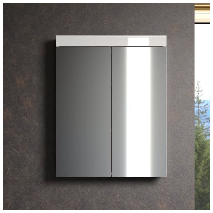 Armoire de salle de bain AMANDA - 2 portes miroir - L60 x P17 x H77 cm