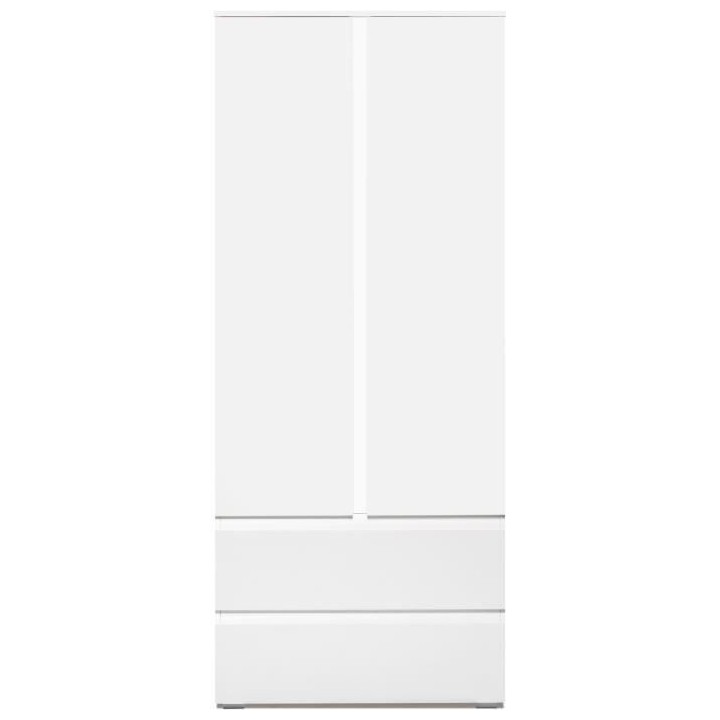 Armoire IMAGE7 - 2 portes + 2 tiroirs - Blanc Mat - L80 x H191 x P40 c