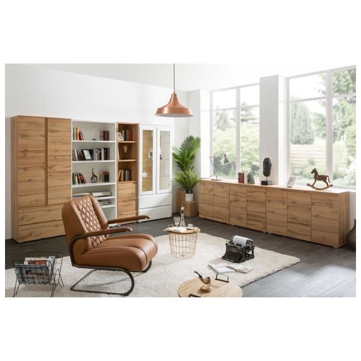 Armoire IMAGE 7 - Décor chene - 2 portes + 2 tiroirs - L80 x H191 x P