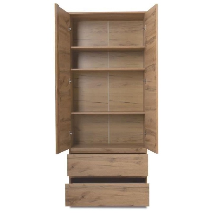 Armoire IMAGE 7 - Décor chene - 2 portes + 2 tiroirs - L80 x H191 x P