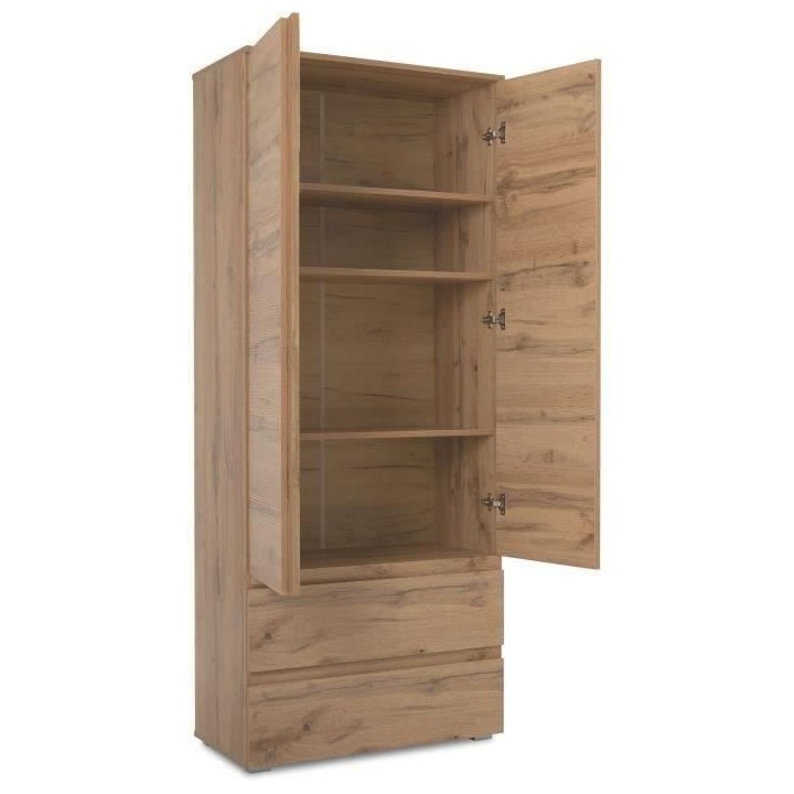 Armoire IMAGE 7 - Décor chene - 2 portes + 2 tiroirs - L80 x H191 x P