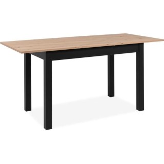 Table extensible Coburg - Décor chene artisan et noir - Allonge de 40