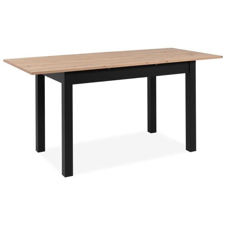 Table extensible Coburg - Décor chene artisan et noir - Allonge de 40