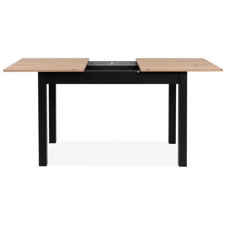 Table extensible Coburg - Décor chene artisan et noir - Allonge de 40