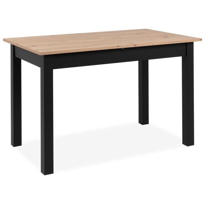 Table extensible Coburg - Décor chene artisan et noir - Allonge de 40