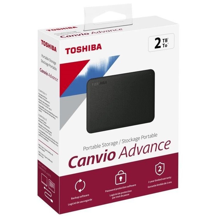 Disque dur externe TOSHIBA Canvio Advance USB 3.2 Gen 1 - 2 To - Noir