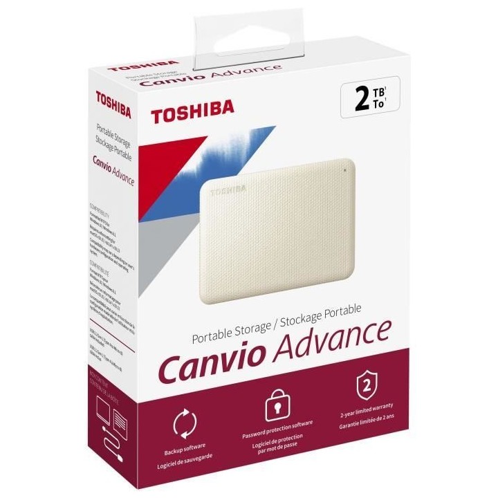 Disque dur externe - TOSHIBA - CANVIO ADVANCE - 2 To - Blanc - Logicie