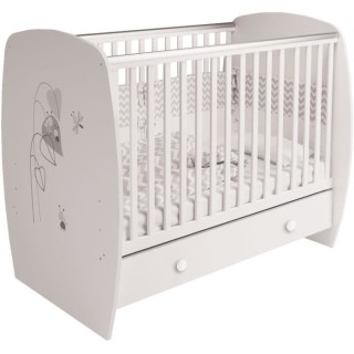Lit classique - POLINI KIDS - AMIS ZEN - Blanc - 120x60cm - Avec tiroi