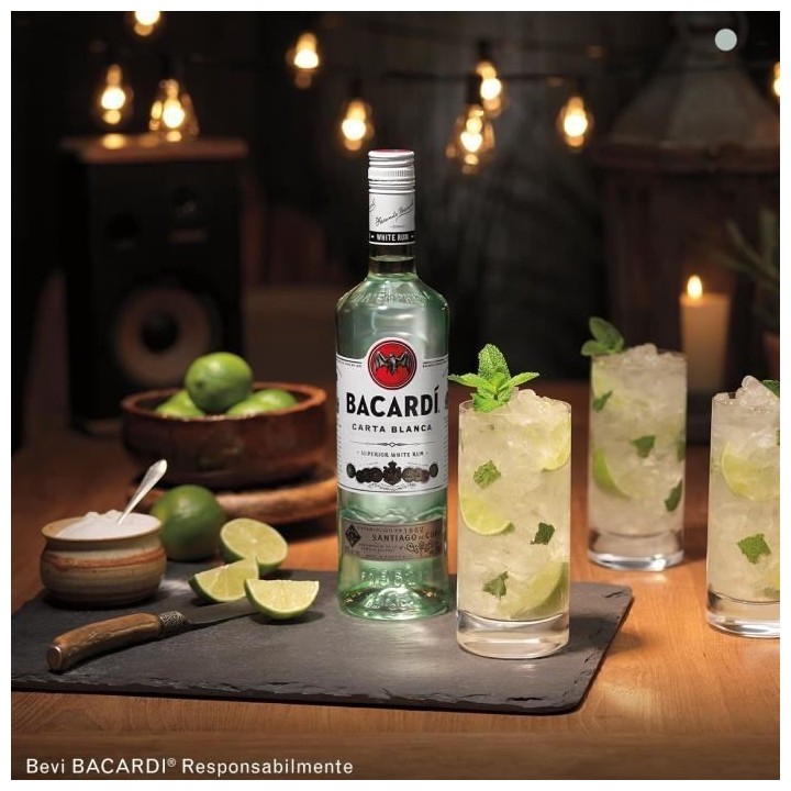 Rhum Bacardi Carta Blanca - Rhum blanc - Puerto Rico - 37,5%vol - 100c