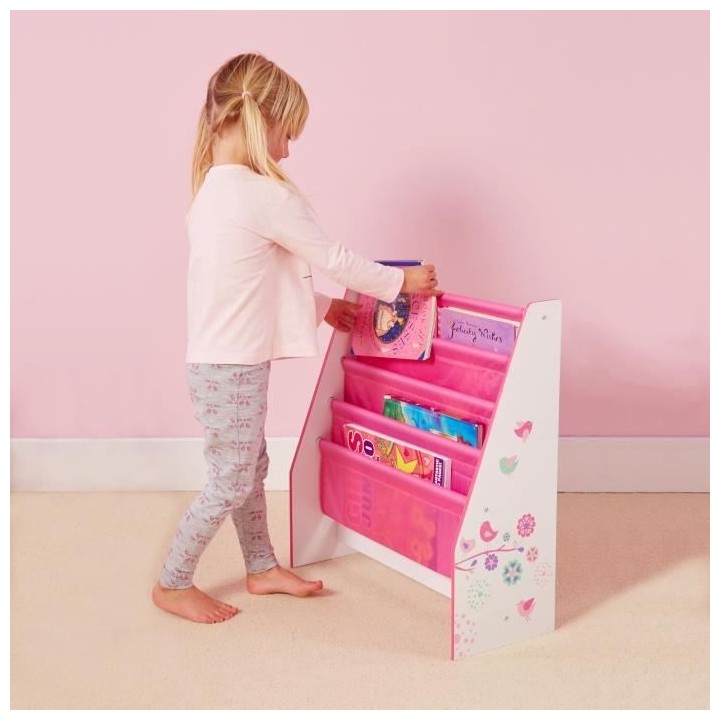 Fleurs et Oiseaux - Bibliotheque a pochettes pour enfants - Rangement