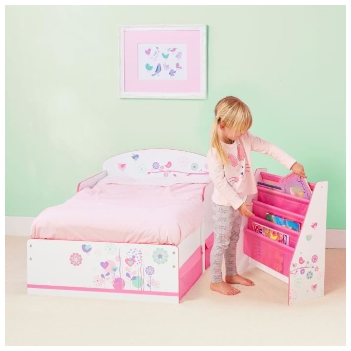 Fleurs et Oiseaux - Bibliotheque a pochettes pour enfants - Rangement