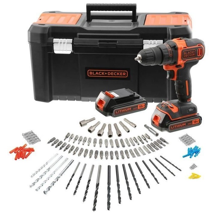 Perceuse-Visseuse sans-fil 18V BLACK+DECKER (2 Batteries 2 Ah + Charge