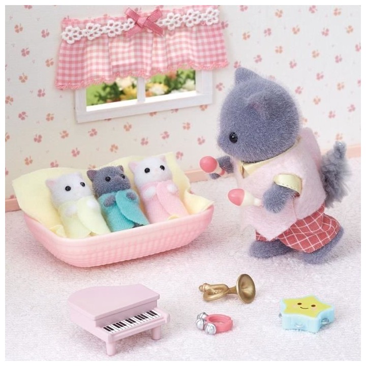SYLVANIAN FAMILIES - Triplés chat persan - Mini-univers - Rose - Pour
